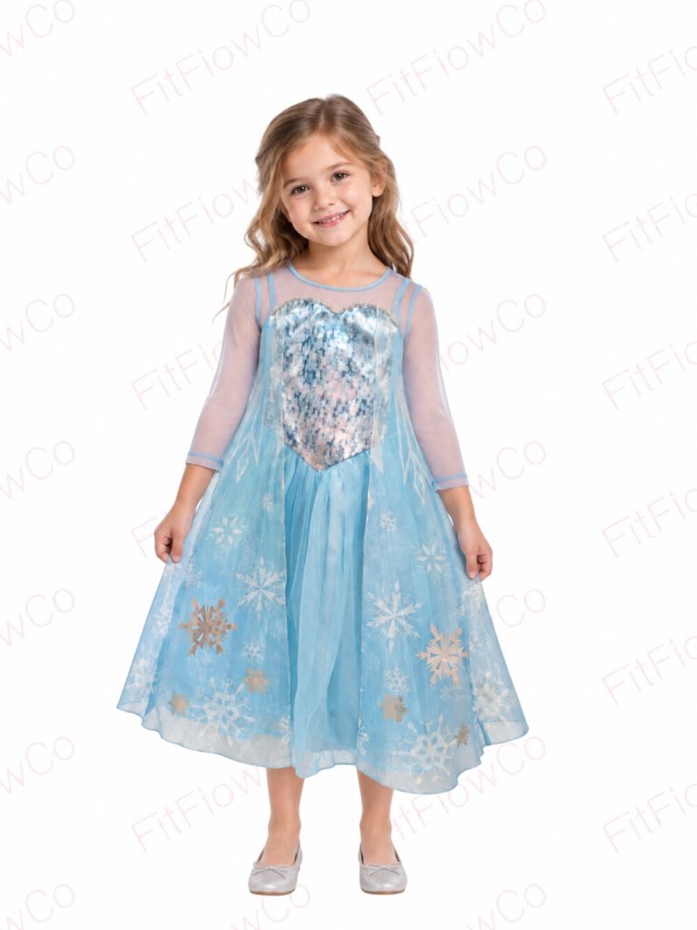 Disney Frozen Elsa Princess Costume Dress Girls 4–6 H&M Blue Snowflake